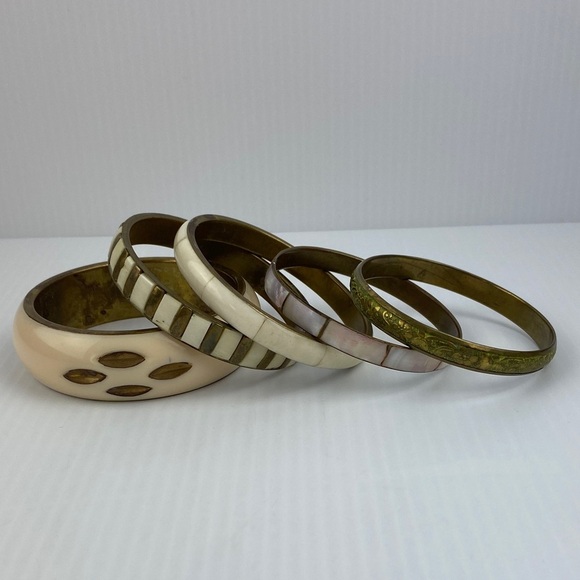 Brass Bangle Bracelet Set Mixed - Picture 2 of 11
